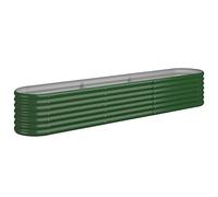 vidaXL Jardinera Arriate Elevado Macetero Maceta Tiesto Soporte para Plantas Vegetales Hierbas de Acero Galvanizado Verde 224x40x36 cm