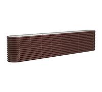 vidaXL Jardinera Arriate Elevado Macetero de acero galvanizado Marrón 332x40x68 cm