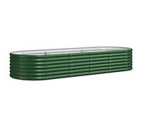 vidaXL Jardinera Arriate Elevado Macetero Maceta Tiesto Soporte para Plantas Vegetales Hierbas Acero con Recubrimiento en Polvo Verde 224x80x36 cm
