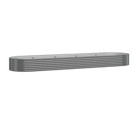 vidaXL Jardinera Arriate Elevado Macetero Maceta Tiesto Soporte para Plantas Vegetales Hierbas de Acero con Recubrimiento en Polvo Gris 396x100x36cm