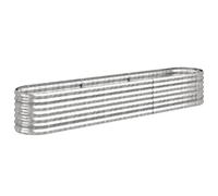 vidaXL Jardinera Arriate Elevado Macetero Maceta Tiesto Soporte para Plantas Vegetales Hierbas de Acero Galvanizado Plateado 224x40x36 cm
