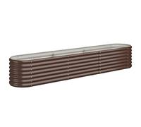 vidaXL Jardinera Arriate Elevado Macetero Maceta Tiesto Soporte para Plantas Vegetales Hierbas de Acero Galvanizado Marrón 224x40x36 cm