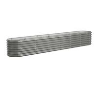 vidaXL Jardinera Arriate Elevado Macetero Maceta Tiesto Soporte para Plantas Vegetales Hierbas de Acero Galvanizado Gris 260x40x36 cm
