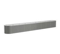 vidaXL Jardinera Arriate Elevado Macetero Maceta Tiesto Soporte para Plantas Vegetales Hierbas de Acero Galvanizado Gris 332x40x36cm