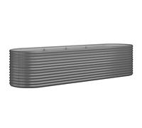 vidaXL Jardinera Arriate Elevado Macetero Maceta Tiesto Soporte para Plantas Vegetales Hierbas de Acero con Recubrimiento en Polvo Gris 296x80x68 cm