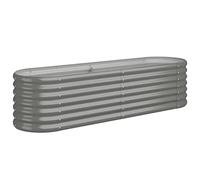 vidaXL Jardinera Arriate Elevado Macetero Maceta Tiesto Soporte para Plantas Vegetales Hierbas de Acero con Recubrimiento en Polvo Gris 152x40x36cm