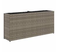 vidaXL Jardinera con 2 maceteros de ratán sintético Gris 90x20x40 cm, Jardinera de Exterior, Jardinera para Flores, macetero para Tomates