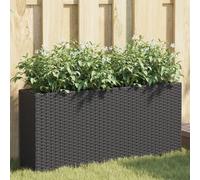 vidaXL Jardinera con 2 maceteros de ratán sintético negra 90x20x40 cm, jardinera de exterior, jardinera para flores, macetero para tomates