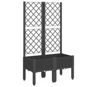 vidaXL Jardinera con Enrejado, Maceta para Plantas Flores Verduras, Macetero de Hierbas, Arriate para Jardín Patio Terraza Balcón, PP Negro