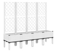 vidaXL Jardinera con Enrejado, Maceta para Verduras Plantas Flores, Macetero de Hierbas, Arriate para Jardín Patio Balcón Terraza, PP Blanco