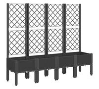 vidaXL Jardinera con Enrejado, Maceta para Verduras Plantas Flores, Macetero de Hierbas, Arriate para Jardín Patio Balcón Terraza, PP Negro