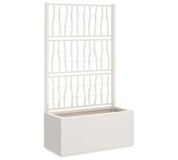 vidaXL Jardinera con Enrejado, Maceta para Verduras Plantas Flores, Macetero de Hierbas, Arriate para Jardín Patio Balcón Terraza, PP Blanco