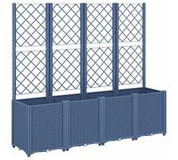 vidaXL Jardinera con Enrejado, Macetero de Plantas Flores, Maceta de Hierbas, Arriate para Jardín Patio Balcón Terraza, PP Azul Gris 160x40x140 cm
