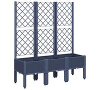 vidaXL Jardinera con Enrejado, Macetero de Plantas Flores, Maceta de Hierbas, Arriate para Jardín Patio Balcón Terraza, PP Azul Gris 120x40x142 cm