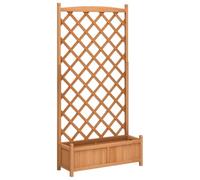 vidaXL Jardinera con Enrejado, Macetero para Plantas Trepadoras, Jardinera para Flores, Macetero para Jardín Balcón, Madera Maciza de Abeto Marrón