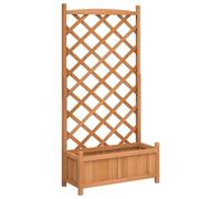 vidaXL Jardinera con Enrejado, Macetero para Plantas Trepadoras, Jardinera para Flores, Macetero para Jardín Balcón, Madera Maciza de Abeto Marrón
