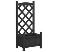 vidaXL Jardinera con Enrejado, Macetero para Plantas Trepadoras, Maceta para Flores, Arriate para Jardín Balcón, Madera Maciza de Abeto Negro
