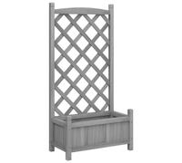 vidaXL Jardinera con Enrejado, Macetero para Plantas Trepadoras, Maceta para Flores, Arriate para Jardín Balcón, Madera Maciza de Abeto Gris