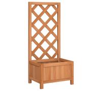 vidaXL Jardinera con Enrejado, Macetero para Plantas Trepadoras, Maceta para Flores, Arriate para Jardín Balcón, Madera Maciza de Abeto Marrón