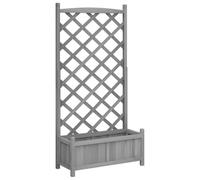 vidaXL Jardinera con Enrejado, Macetero para Plantas Trepadoras, Maceta para Flores, Arriate para Jardín Balcón, Madera Maciza de Abeto Gris