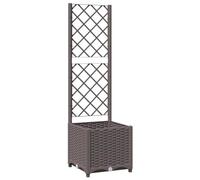 vidaXL Jardinera con Enrejado Macetero Soporte Caja Plantador Flores Plantas Jardín Patio Terraza Balcón Decoración PP Marrón 40x40x136 cm