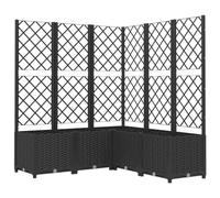 vidaXL Jardinera con Enrejado Macetero Soporte Caja Plantador Flores Plantas Jardín Patio Terraza Balcón Decoración PP Negro 120x120x136 cm