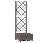 vidaXL Jardinera con Enrejado Macetero Soporte Caja Plantador Flores Plantas Jardín Patio Terraza Balcón Decoración PP Marrón 40x40x121,5 cm