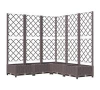 vidaXL Jardinera con Enrejado Macetero Soporte Caja Plantador Flores Plantas Jardín Patio Terraza Balcón Decoración PP Marrón 120x120x121,5 cm