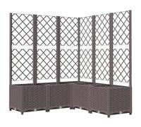 vidaXL Jardinera con Enrejado Macetero Soporte Caja Plantador Flores Plantas Jardín Patio Terraza Balcón Decoración PP Marrón 120x120x136 cm