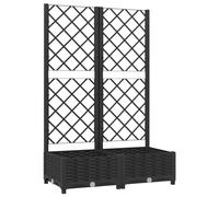 vidaXL Jardinera con Enrejado Macetero Soporte Caja Plantador Flores Plantas Jardín Patio Terraza Balcón Decoración PP Negro 80x40x121,5 cm