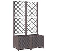 vidaXL Jardinera con Enrejado Macetero Soporte Caja Plantador Flores Plantas Jardín Patio Terraza Balcón Decoración PP Marrón 80x40x136 cm