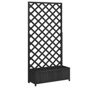 vidaXL Jardinera con Enrejado Madera Maciza de Abeto Negro | Hecho de madera de abeto maciza, cuenta con un enrejado clásico para apoyo, funciona bien en interiores y exteriores