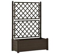 vidaXL Jardinera con Enrejado Pérgola Arriate Macetero Caja de Flores Bandeja Plantas Jardín Porche Decoración Patio Estable PP Moca 100x43x142 cm