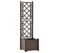 vidaXL Jardinera con Enrejado Pérgola Arriate Macetero Caja de Flores Bandeja Plantas Jardín Porche Decoración Patio Estable PP Moca