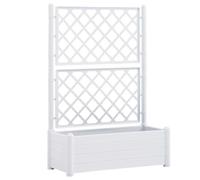 vidaXL Jardinera con Enrejado Pérgola Arriate Macetero Caja de Flores Bandeja Plantas Jardín Porche Decoración Patio Estable PP Blanca 100x43x142 cm