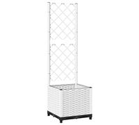 vidaXL Jardinera con Enrejado PP Blanco 40x40x136 cm, Jardinera, arriate Elevado, macetero, macetero con Enrejado, arriate, macetero de Exterior