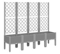 vidaXL Jardinera con Enrejado PP Gris Claro 160x40x142 cm, Jardinera al Aire Libre, Jardinera de Patio, Jardinera de abrevadero, Jardinera de Exterior
