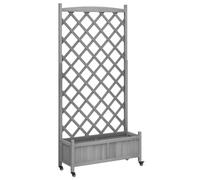 vidaXL Jardinera con Enrejado y Ruedas Madera Maciza de Abeto Gris