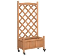 vidaXL Jardinera con Enrejado y Ruedas Madera Maciza de Abeto marrón