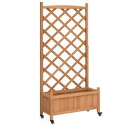 vidaXL Jardinera con Enrejado y Ruedas Madera Maciza de Abeto marrón