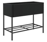 vidaXL Jardinera con Estante ratán sintético Negro