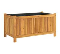 vidaXL Jardinera con Forro, Maceta para Flores Plantas, Macetero de Hierbas, Decoración para Jardín Patio Balcón Terraza, Madera Maciza de Acacia