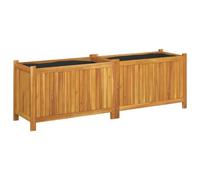 vidaXL Jardinera con forro – Macetero para flores, plantas y hierbas, madera maciza de acacia