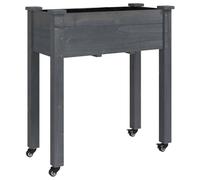 vidaXL Jardinera con Forro y Ruedas Madera de Abeto Gris 71x37x80 cm, macetero, macetero jardín, Soporte macetas, Maceta, Soporte Plantas