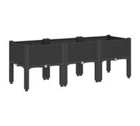 vidaXL Jardinera con Patas, Maceta para Verduras Flores Plantas, Macetero de Hierbas, Decoración para Jardín Patio Balcón Terraza, PP Negro