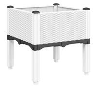 vidaXL Jardinera con Patas, Maceta para Verduras Flores Plantas, Macetero de Hierbas, Decoración para Jardín Patio Balcón Terraza, PP Blanco