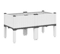 vidaXL Jardinera con Patas, Maceta para Verduras Flores Plantas, Macetero de Hierbas, Decoración para Jardín Patio Balcón Terraza, PP Blanco