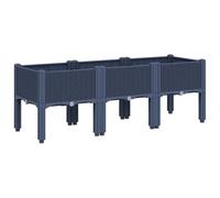 vidaXL Jardinera con Patas, Macetero de Plantas Flores, Maceta de Hierbas, Arriate para Jardín Patio Balcón Terraza, PP Azul Gris 120x40x42 cm