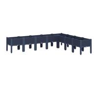 vidaXL Jardinera con Patas, Macetero de Plantas Flores, Maceta de Hierbas, Arriate para Jardín Patio Balcón Terraza, PP Azul Gris 200x160x42 cm