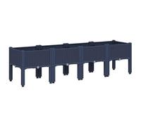 vidaXL Jardinera con Patas, Macetero de Plantas Flores, Maceta de Hierbas, Arriate para Jardín Patio Balcón Terraza, PP Azul Gris 160x40x42 cm